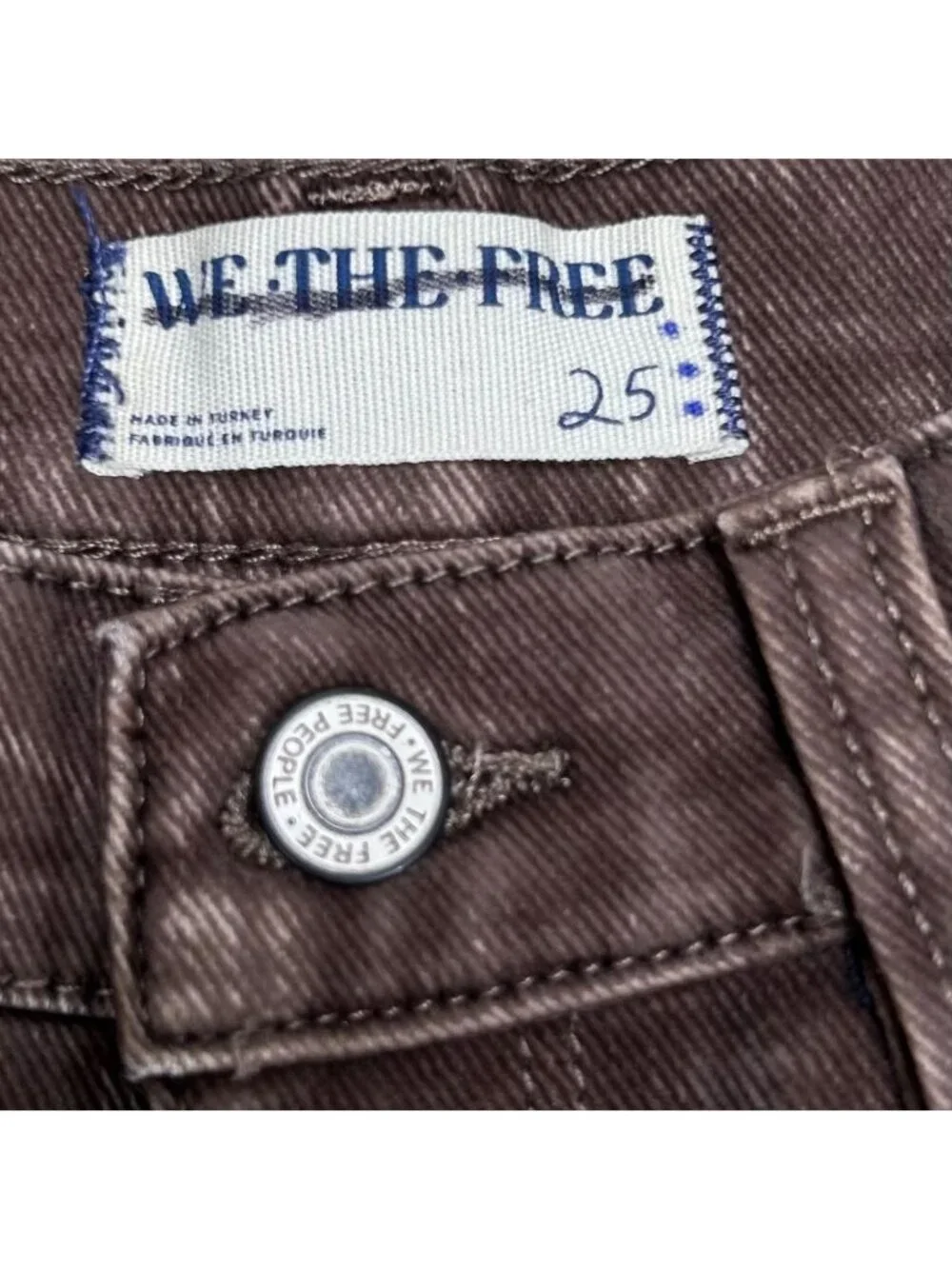 Free People We The Free Tinsley Baggy High Rise Straight Leg 25 Brown